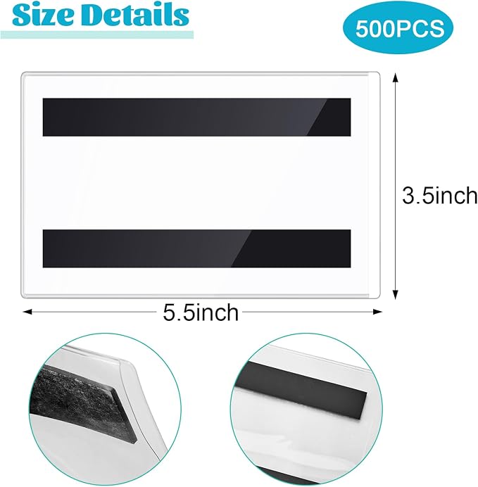 Ctosree 500 Pcs Magnetic Label Holder 5.5 x 3.5 Inches Pallet Rack Sign Holder - Image 2
