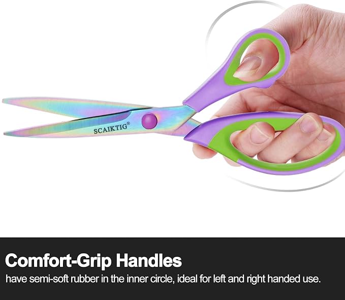 Scissors All Purpose, Sharp Titanium Blades Shears, Rubber Soft Grip Handle - Image 3