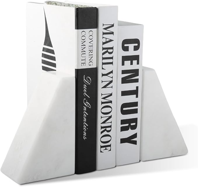 Karibiber Marble Book Ends Decorative, Unique Bookends by Karibiber