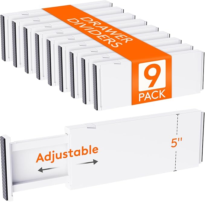 Lifewit 9 Pack 5" High Drawer Dividers 34-56cm/13.5-22" Adjustable Drawer by Lifewit
