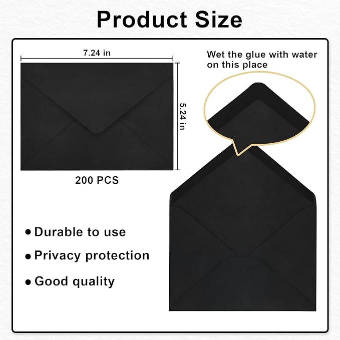 200 Pack A7 Envelopes, 5.24 x 7.24 in Envelopes - Image 3