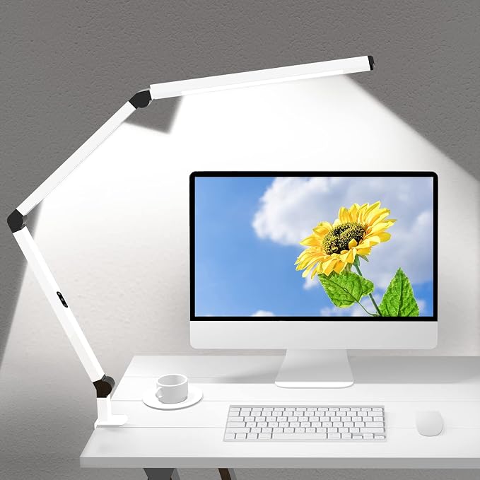 Micomlan LED Desk Lamp with Clamp, Dual Light Table Lamp with Adjustable Swing by Micomlan