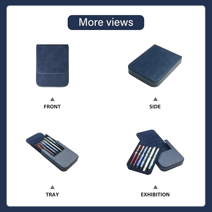 Leather 6 Fountain Pen/Pencil Tray Case, Magnetic Closure - Image 5