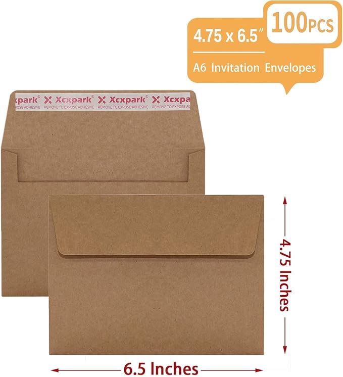 Xxcxpark 100 Qty Printable A6 Invitation Envelopes 4.75x6.5 inches Cards - Image 2