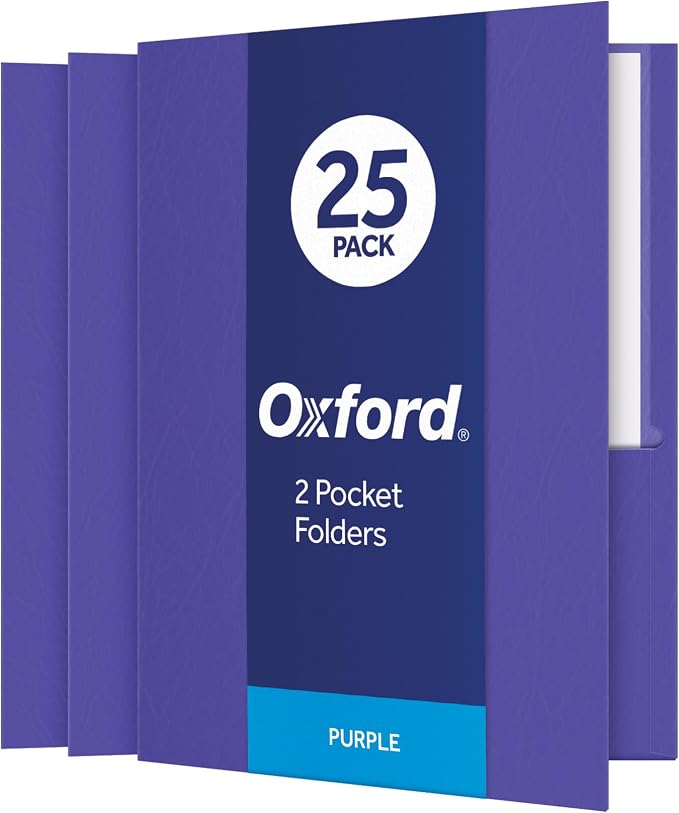Oxford Two Pocket Folders, Textured Paper, by Oxford