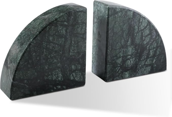 Karibiber Marble Bookend for Shelves, Non-Skid Bookends for Heavy Books by Karibiber