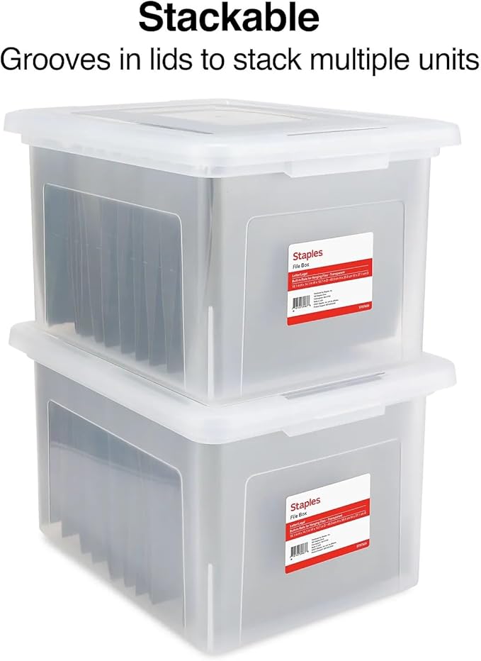 STAPLES File Box Plastic File Box Snap, Letter/Legal Size - Image 2