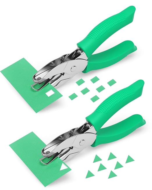 UCEC 2Pcs 1/6" Square and 1/4" Triangle Shape Handheld Metal Hole Punch Set by UCEC
