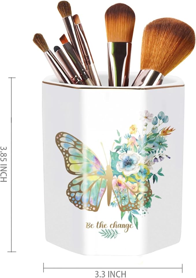 Pencil Pen Holder for Desk, Ceramic Cute Makeup Brush Holder, Desktop Supplies - Image 2