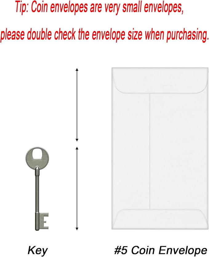 Xxcxpark 500 PCS #5 Coin Envelopes, 3.125 x 5.5 inches White Kraft Envelopes - Image 2