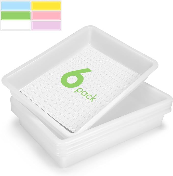 ShineMe Turn in Trays Classroom, 6 Pack White Paper Trays by ShineMe