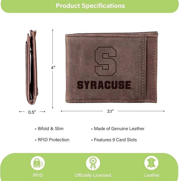 Team Sports America NCAA Syracuse University Front Pocket Slim Wallet - Image 4