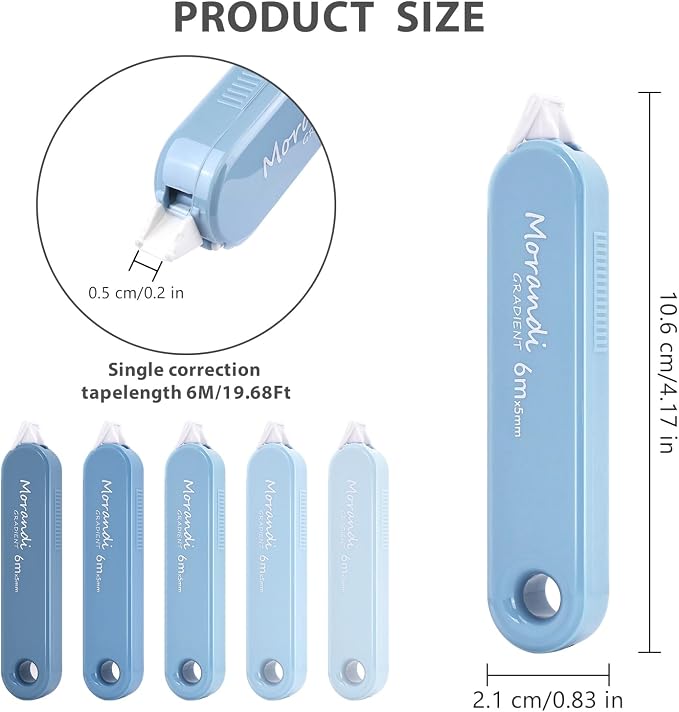 5-Piece Correction Tapes, Aesthetic Cute White Pull Out Tape, Quick Dry - Image 2