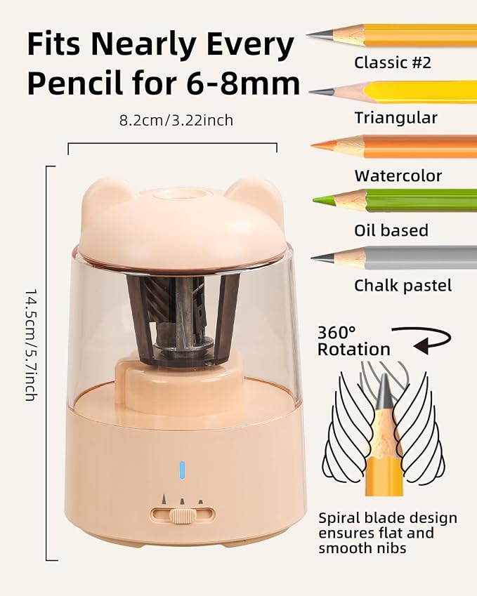 ZMOL Colored Pencil Sharpener, Rechargeable Electric Pencil Sharpener, Auto Stop - Image 2