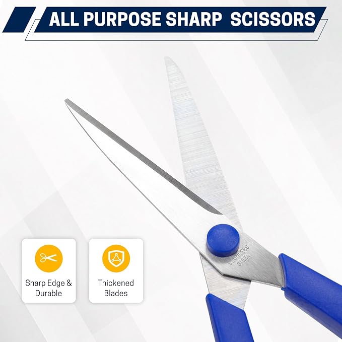 36 Packs 8" Multipurpose Scissors, Ultra Sharp Blade Shears, Comfort-Grip - Image 4