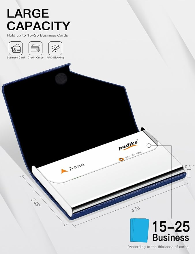 Padike Business Card Holder, Leather Business Card Case Pocket Card Holders - Image 4