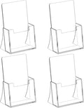 Acrylic Brochure Holder 4 Inch, 4 Pack Clear Brochure Display Stand, Plastic by SUNQEBO