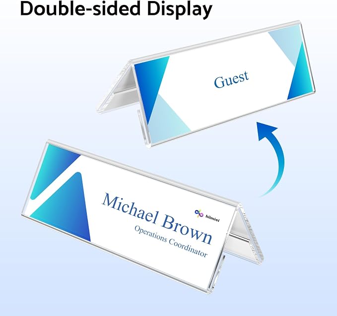 HlIMIEI Acrylic Name Plates for Desks, 10 Pack Clear Tent Name Holders 3 x 8.5 - Image 5