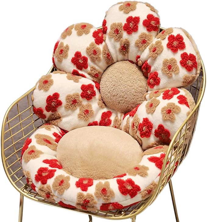 Flower Chair Cushion with Backrest Comfortable Office Chair Pad Student by Gujuja