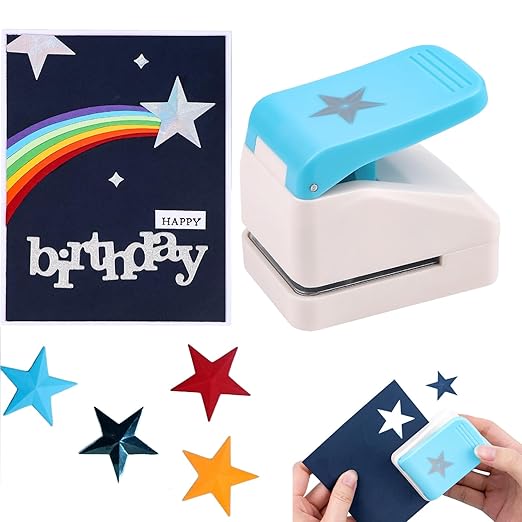 Star Hole Punch, 1.4 inch Star Paper Punch, 3D Embossing Lucky Stars Paper by CYFUNDESIGN