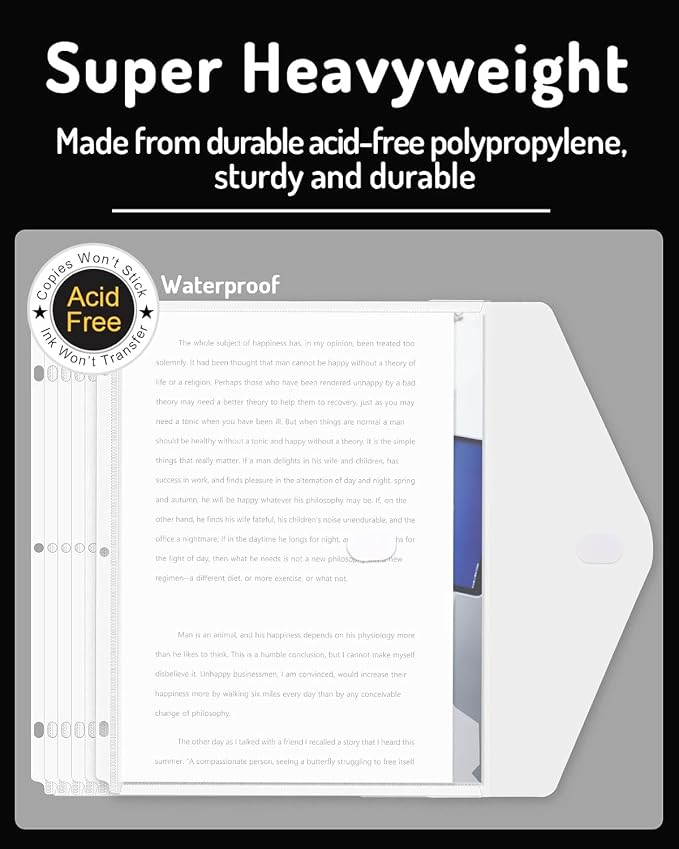 Forvencer Binder Pocket, 48 Pack Super Heavyweight Poly Binder Plastic Pocket - Image 4
