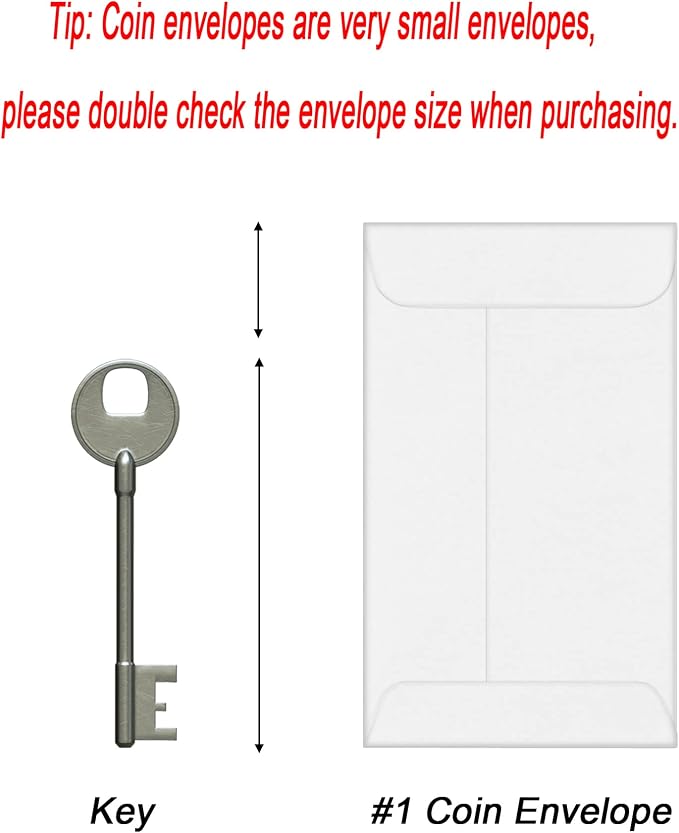 Xxcxpark 500 PCS #1 Coin Envelopes, 2-1/4'' x 3-1/2'' inches White Kraft - Image 2