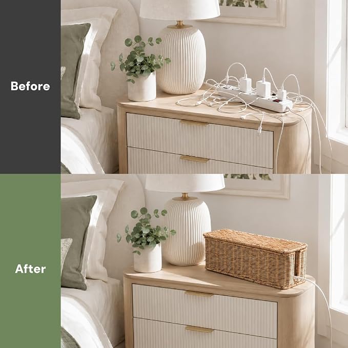 Cable Management Box, Handmade Rattan Cable Organizer - Image 5