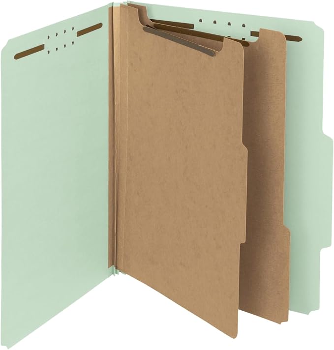 Smead 100% Recycled Pressboard Classification File Folder, 2 Dividers, Letter - Image 6