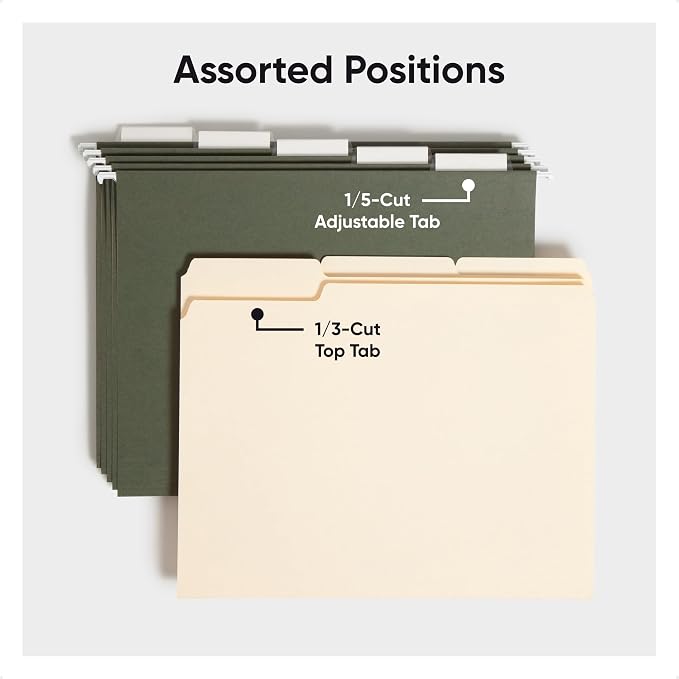 Smead Hanging File Folder, 1/5-Cut Adjustable Tab, Letter Size, Standard Green - Image 3