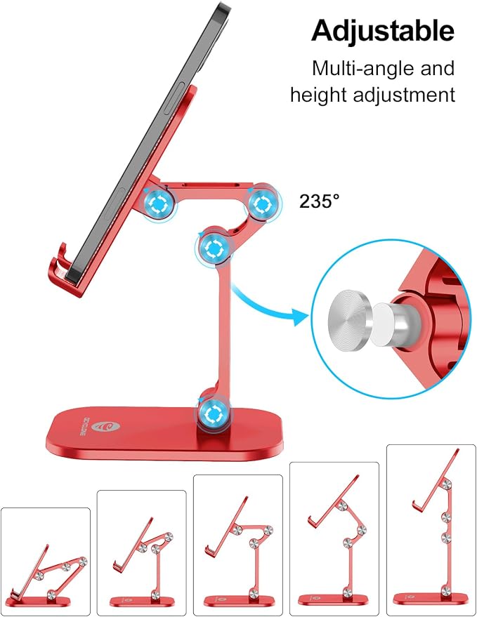 OCYCLONE Phone Stand, Adjustable Height and Angle Foldable Cell Phone Stand - Image 2