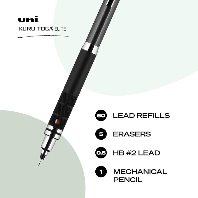 uniball Kuru Toga Elite Mechanical Pencil Starter Kit, HB #2, Gun Metal Barrel - Image 2