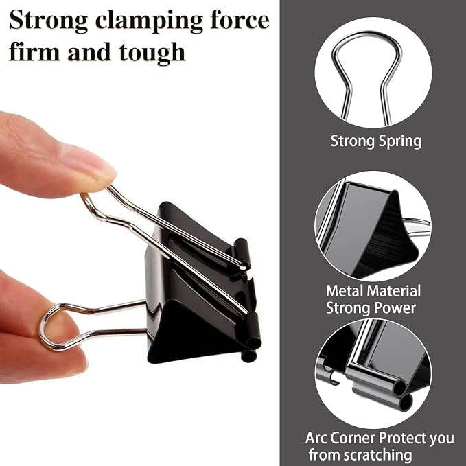 208 Pack Binder Clips Paper Clamps Assorted Size - Image 2
