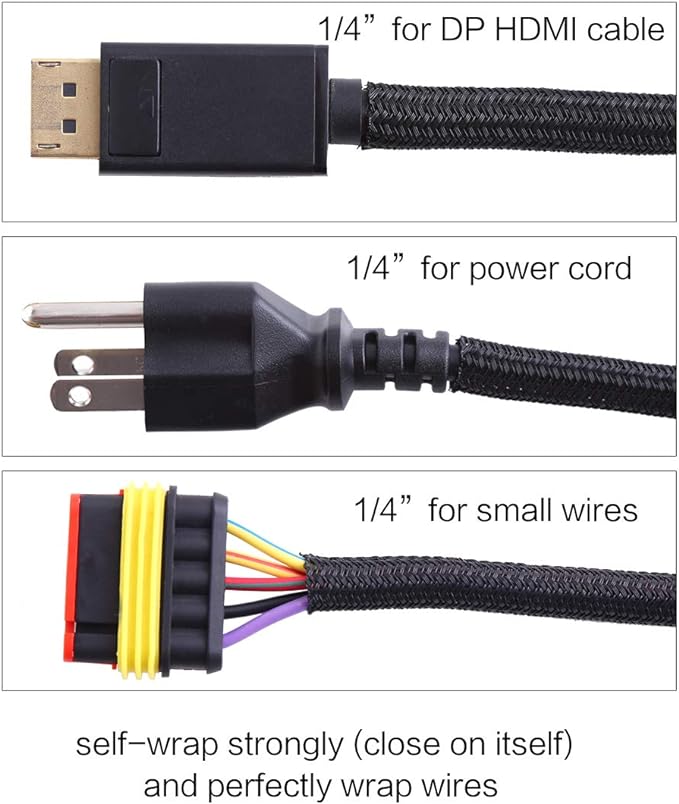 Alex Tech 10ft - 1/4 inch Cord Protector Wire Loom Tubing Cable Sleeve Split - Image 3