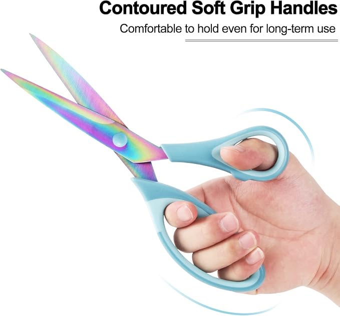 Scissors All Purpose, Sharp Titanium Blades Shears, Rubber Comfort Grip Handle - Image 3