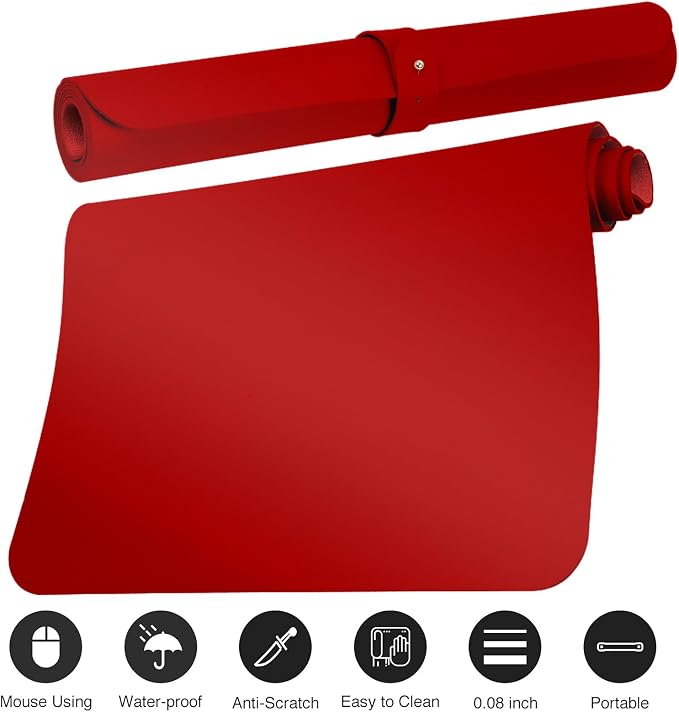 Boutilon Leather Desk Pad Protector, Non-Slip Mouse Pad, Laptop Desk Pad - Image 3