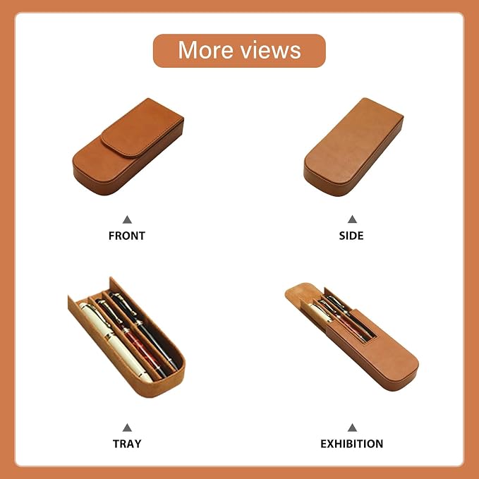 Leather Triple Pen Case Pencil Pouch Holder - Image 5
