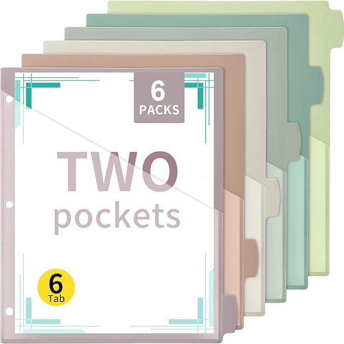 Epakh 6 Pcs Binder Dividers for 3 Rings Binders Index Dividers by Epakh