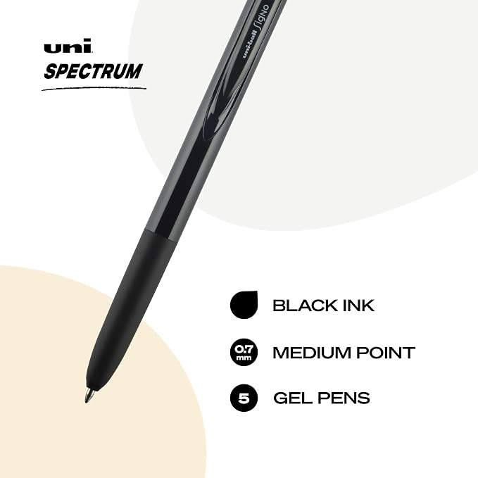 uniball Spectrum Retractable Gel Pens, Medium Point, 5 Pack - Image 2