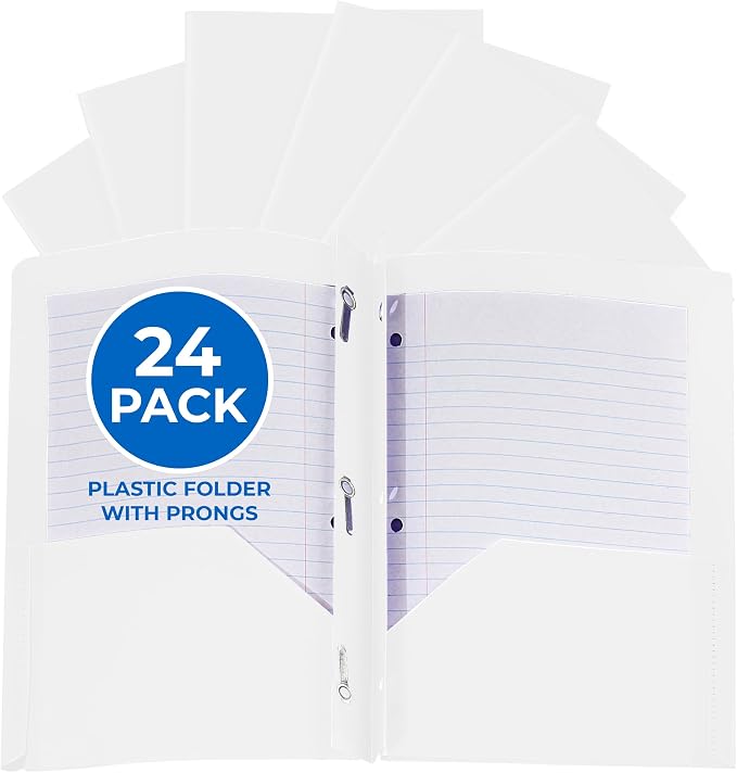 24 Pack White Plastic Folders by EPI