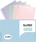 SUNEE 2 Pocket Folders Heavy-Duty Plastic Folders by SUNEE