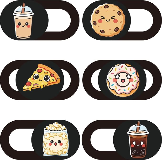 6Pcs 6 Styles Food Theme Camera Cover Slide Sticker 0.04 Inch Privacy Guard by PRESSINART