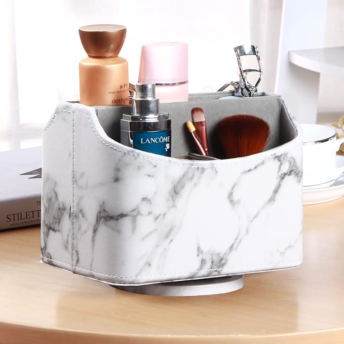 PUSU Leather 360°Rotatable Remote Control Holder, Nightstand TV Remote Caddy - Image 3