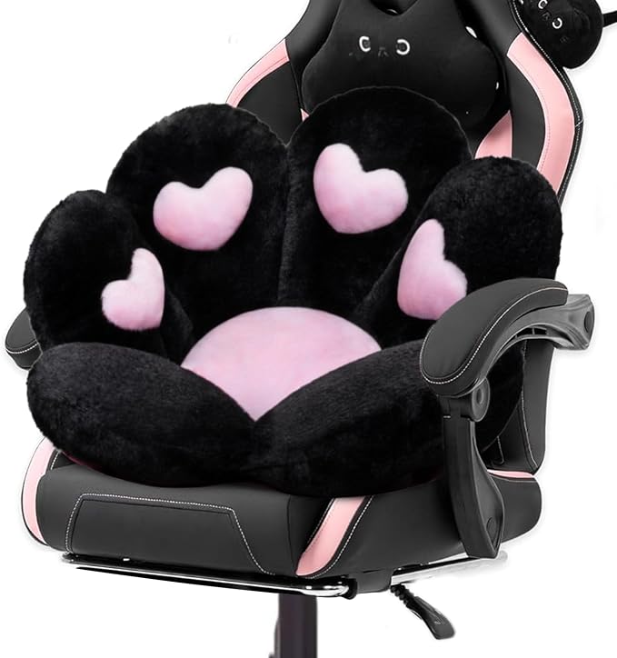 DOBUONO Cat Paw Cushion Kawaii Office Chair Cushion Comfy Plush Gaming Chair by DOBUONO