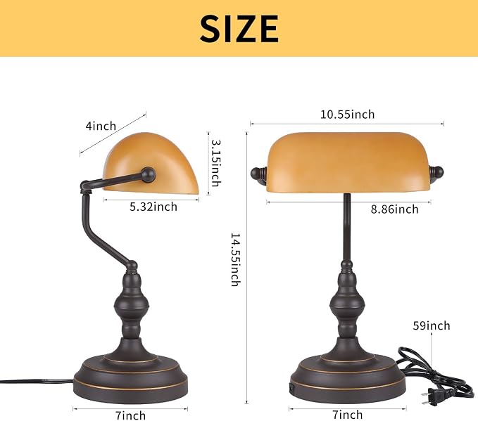 Banker Desk Lamp Touch Control, Vintage Banker's Desk Lamp - Image 5