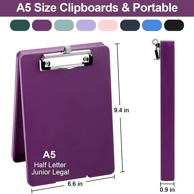 Meiikun Small Clipboard with Storage, A5 Clipboards with Pen Holder, Half - Image 2