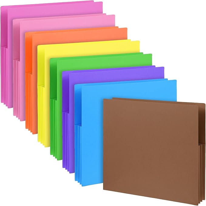 8 Pcs Expanding File Pockets, Letter Size, Accordion File Folders, 4.7 Inch by AojSup