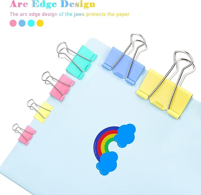 Small Binder Clips, 80 Pack, 3/4 Inch, 0.75 Inch, Standard 19mm, Mulitcolor - Image 5