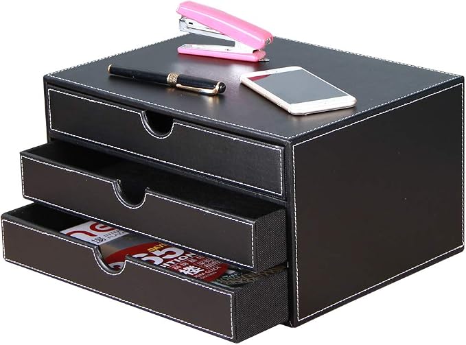 High-end PU Leather Desk Organizer File Cabinet Executive Office Supplies by RHCSZ