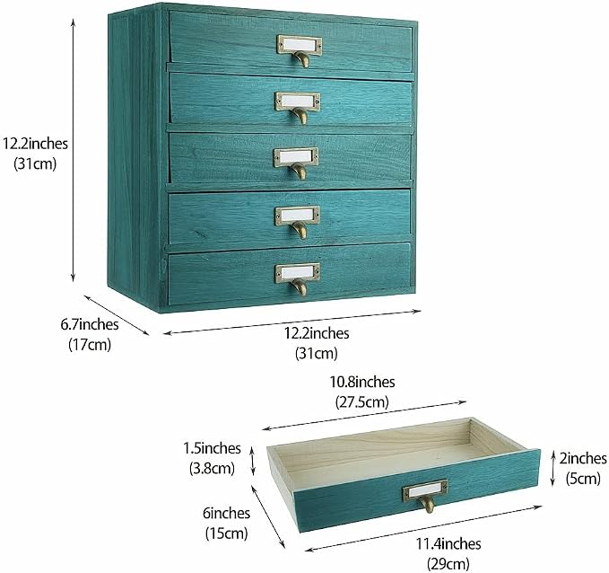 GoooodGIFT Small Wooden Drawers Rustic Desk Organizers and Accessories Wooden - Image 3