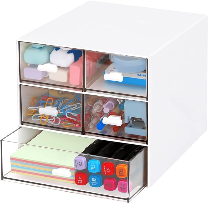 Desk Organizer with 5 Drawers, Rectangular Office Stationery Supplies Desktop by LETURE
